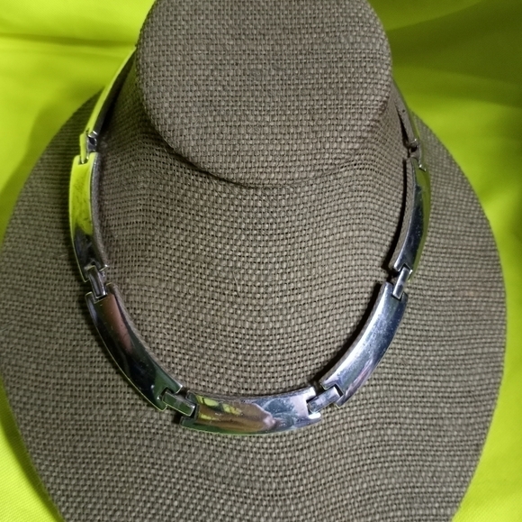 Napier silvertone choker collar necklace shows some wear - Picture 1 of 6